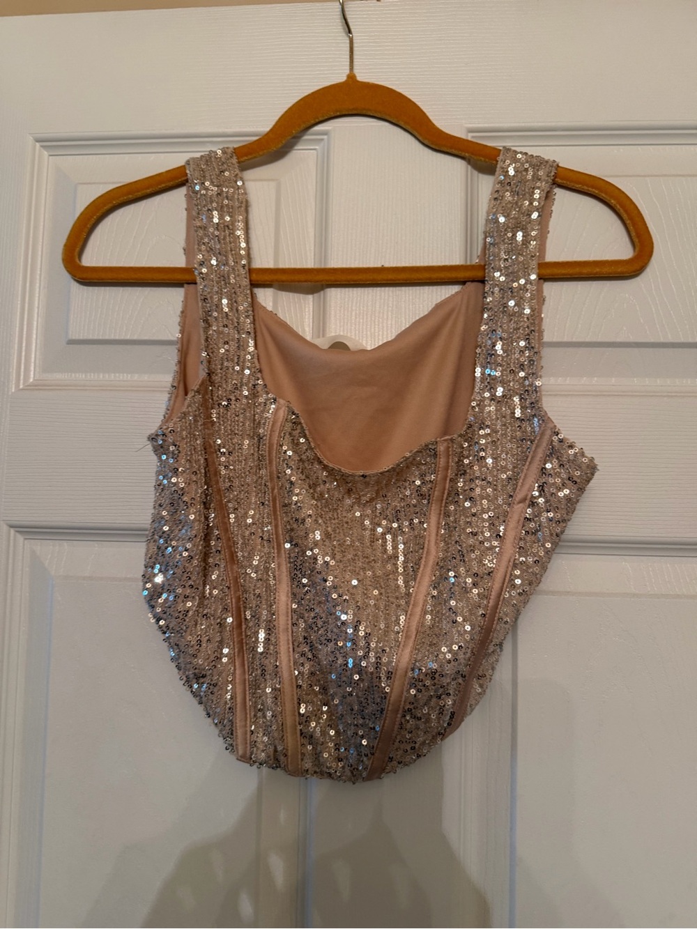 Anna-Kaci Women's Sleeveless Sequin Crop Top with Round Neckline and Sparkle Emb
